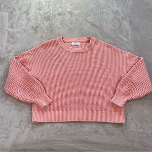 Old Navy Pink Waffle-Knit Crewneck Sweater
